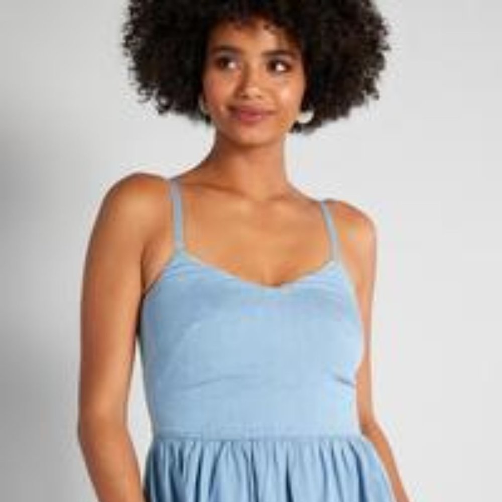 Modcloth Seaside Stroll Chambray Dress Medium M NWOT
